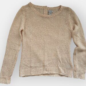 Mohair soft shell-pink loose knit sweater with sequins